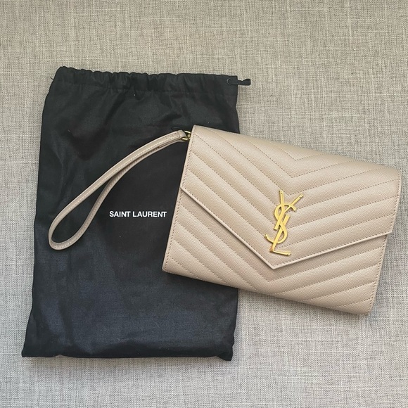 Saint Laurent YSL Quilted Envelope Clutch - Picture 1 of 14